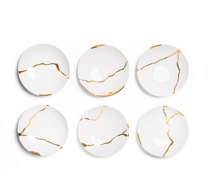 Assiettes creuses en porcelaine fine Kintsugi Collection – Lot de 6