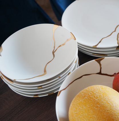Assiettes creuses en porcelaine fine Kintsugi Collection – Lot de 6