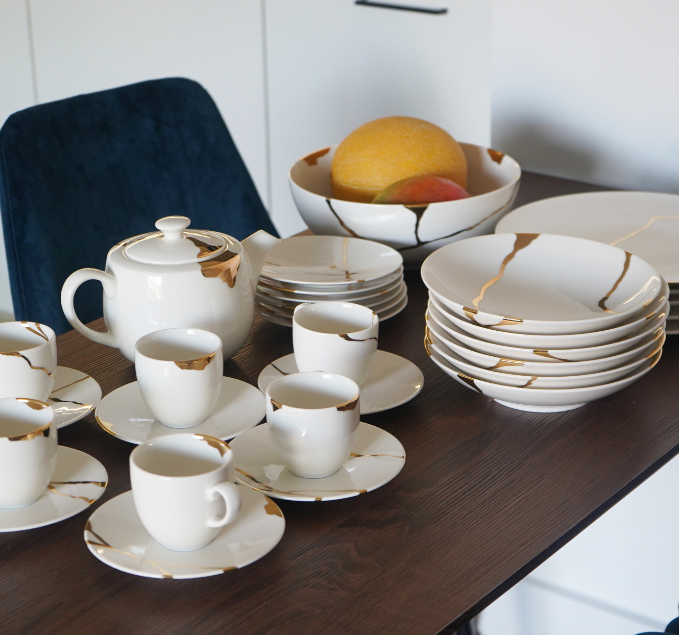 Assiettes creuses en porcelaine fine Kintsugi Collection – Lot de 6