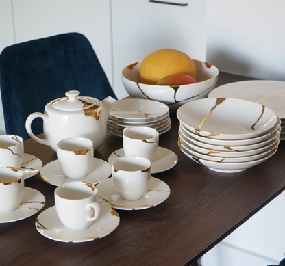 Assiettes creuses en porcelaine fine Kintsugi Collection – Lot de 6